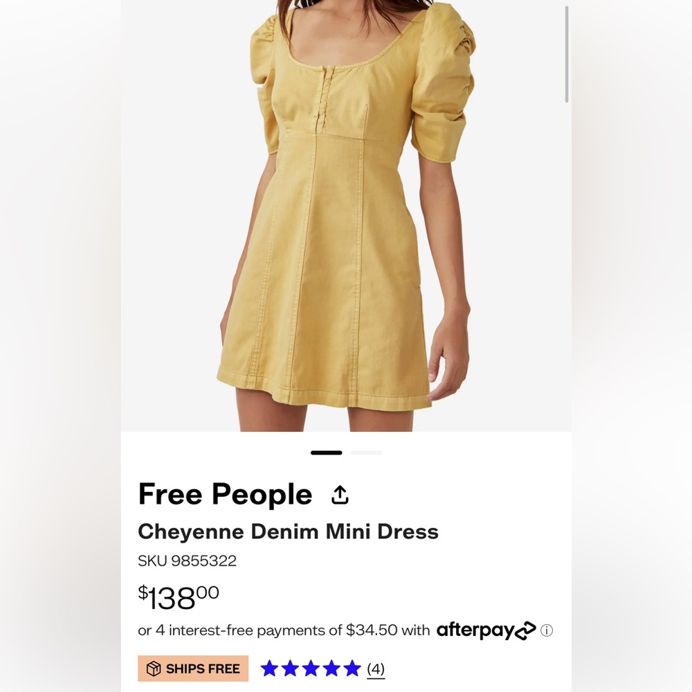 Free People Cheyenne Denim Mini Dress NWT
